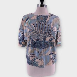 Vintage 80’s Safari Top by California Happenings All Over Print Boxy L